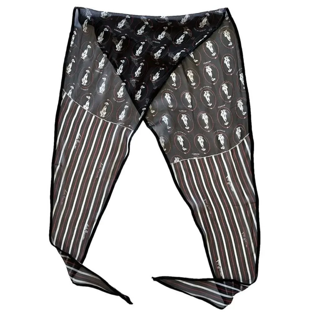 Lulu Guinness Dalmatian Dog Striped Silk Chiffon Triangle Diamond Scarf